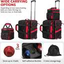3 Ball Bowling Bag with Wheels, 2 Ball Bowling Bags Double roller with 1 Ball Add On Bag, Multi-Pockets & Shoe Compartment (Fits Up to Size 15)