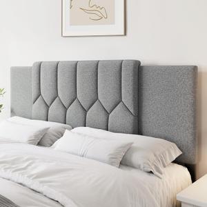 Upholstered Tufted Headboard, 3 in 1 Headboard for Full/Queen/King Size Bed, Height & Width Adjustable Head Boards, Attach Frame, Study & Comfortable, Ideal for Bedroom, Dorm, Guest Room, Grey