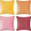 MONDAY MOOSE Decorative Throw Pillow Covers Cushion Cases, Set of 4 Soft Velvet Modern Double-Sided Designs, Mix and Match for Home Decor, Pillow Inserts Not Included (18x18 inch, Yellow/Pink) (18" x 18" (Pack of 4))