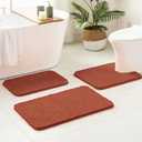 MIULEE Rust Bathroom Rugs Sets 3 Piece Including U Shaped Toilet Rug - Soft Absorbent Bath Mats Set with Non Slip Rubber Backside, Machine Washable - 20"x30"+16"x24"+U 20"x20"