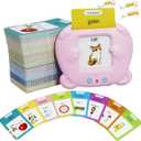 Spanish & English 510 Words Alphabet Bilingual Talking Flash Cards for 3-8 Years Toddlers, Pocket Speech Buddy Therapy Autism Toys, Educational Learning Interactive Toy for Boys Girls Kids Gifts, Pink