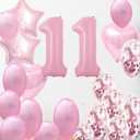 Sweet 11th Birthday Decorations Party Supplies,Pink Number 11 Balloons,11th Foil Mylar Balloons Latex Balloon Decoration,Great 11th Birthday for Girls,Women,Men,Photo Props