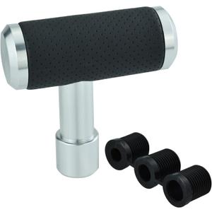 T Shifter Knob Leather Shift Knob Gear Shift Stick Head for Most Manual Automatic Vehicles (Silver)