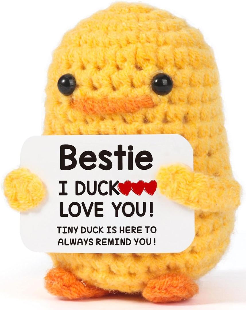 MBL Bestie Birthday Gifts for Women - Funny Crochet Duck Get Well Easter Basket Stuffers Essentials Mothers Day Friendship Graduation Gift for Work Besties Female Best Friend Bestfriend BFF
