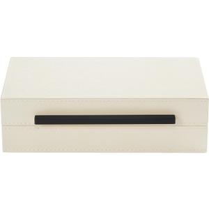 Generic Pearl White Small Decorative Box With Black HandleFaux Leather keepsake And Memory Storage Boxes,Desk accessory Organizer (Peal White- Black, 1pack)