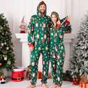 Christmas Onesie Pajamas Family Vacation Novelty One-piece Hooded Matching PJs Allover Pattern Sleepwear Nightwear (Small, Green Star Gnome)