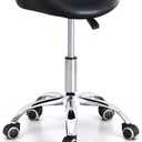 Saddle Stool with Wheels, Ergonomic Rolling Height Adjustable Chair for Medical Clinic Dental Tattoo Hair Stylist Salon Facial Nail Artist Spa, Swivel Pu Leather Stool,Black