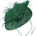DRESHOW Fascinators Hats for Women Tea Party Hat Vintage Derby Pillbox Kentucky Hat Church Cocktail Headwear (Green)