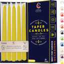 Vibrant Yellow 10 Inch Taper Candles - Pack of 12 Premium Unscented, Dripless & Smokeless Hand-Dipped Candles for Birthday, Wedding or Dinner Decorations and Formal Candlelighting