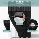 eachope Black No Hook Waffle Weave Shower Curtain with snap-in Liner Replacement, 230GSM Waterproof Fabric Hotel Shower Curtain Set for Bathroom, Through Mesh Top Window,60Wx74H
