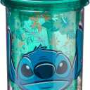 Silver Buffalo Disney Lilo and Stitch Tropical Pattern Plastic Tall Cold Cup with Lid and Straw, 20 Ounces