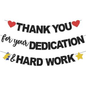 We Appreciate You Thank You for All You Do Banner, Thank You for You Dedication Hard Work Appreciation Party Decorations for Teacher Employee Staff Doctors Nurse Volunteer Soldier, Appreciation Week Office Party Decorations (Black)