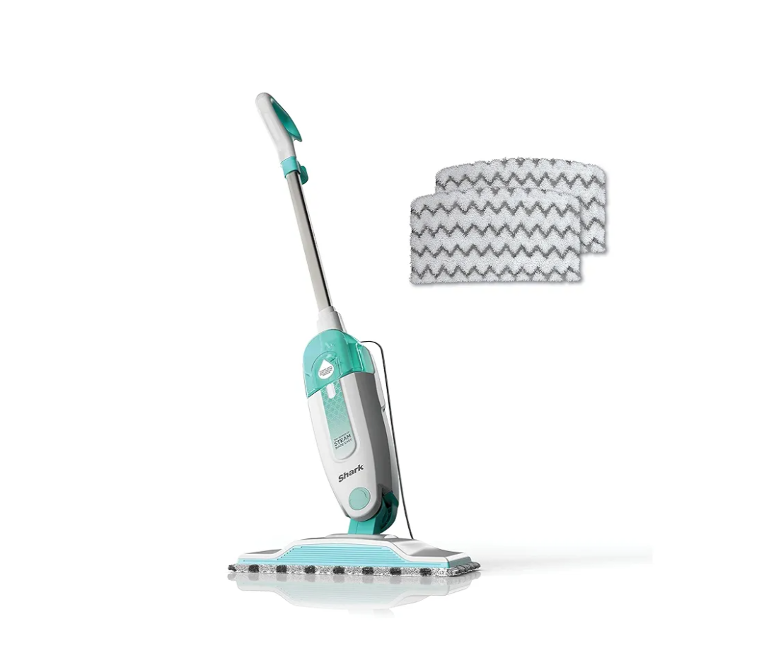 hark Steam Mop with 2 Machine Washable Dirt Grip Pads, Removable Water Tank, Lightweight, Steam Cleaner for sealed Hard Floors, Marble, Stone, Hardwood, Tile, Laminate, White/Seafoam, S1000