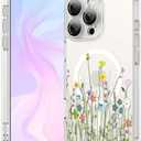 OOK Magnetic for iPhone 16 Pro Case [Compatible with Magsafe] Colorful Wild Flowers Floral Design Clear Case with Full Camera Lens Case for iPhone 16 Pro Phone Case, Wild Flowers (6.3")