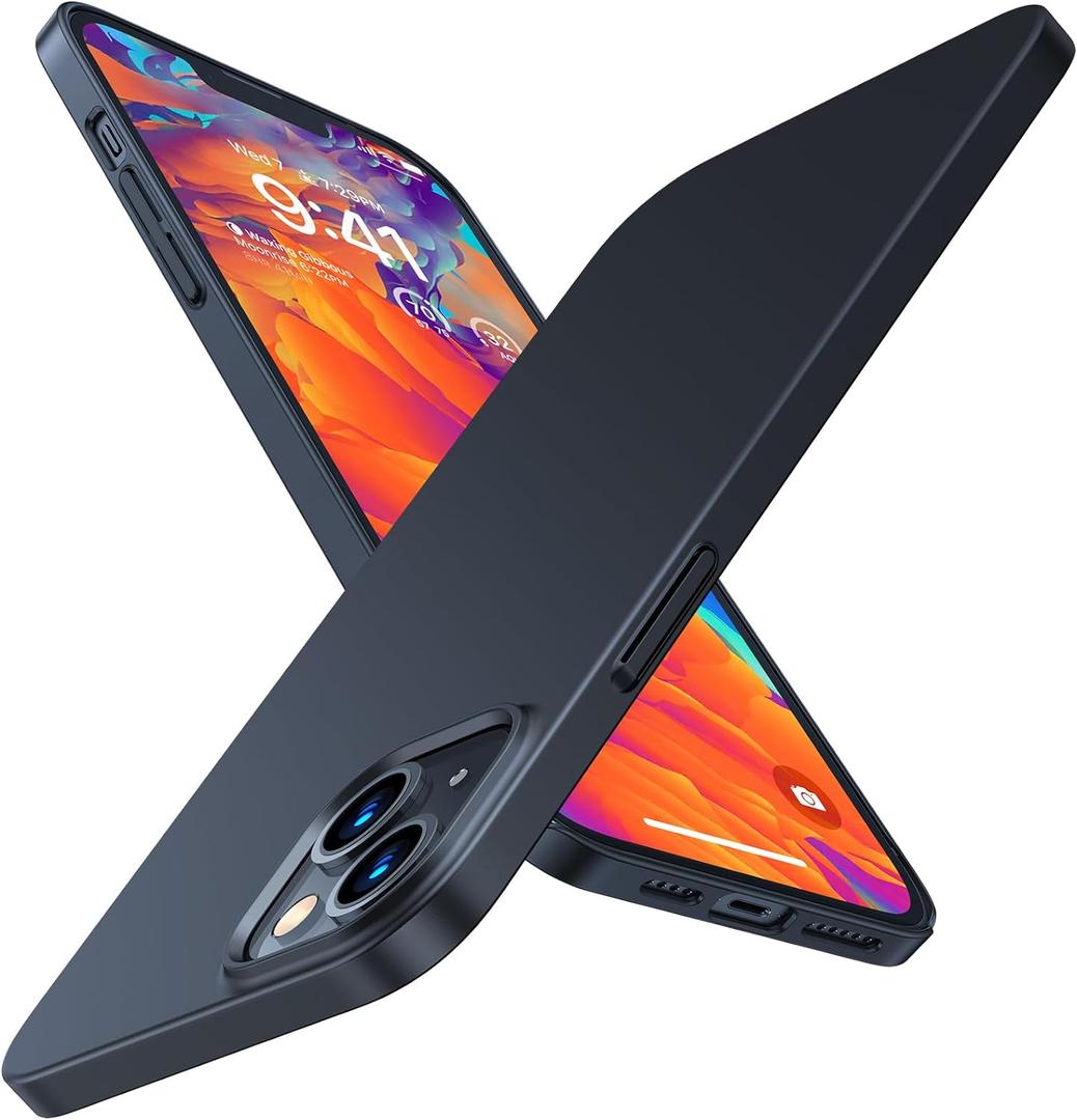 TORRAS Slim Fit for iPhone 14/13 Case, Ultra-Thin Sturdy Protective Cover with Anti-Scratch & No Fingerprint Hard Plastic Super Slim Phone Case for iPhone 14/13 (6.1"), Chimney Black