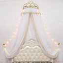 Girl Bed Curtain Princess Crown Mosquito Netting Children Room Decor Bedside Yarn Net Romantic Princess Tents Bed Canopy Valance (White), 29cm*29cm*64cm