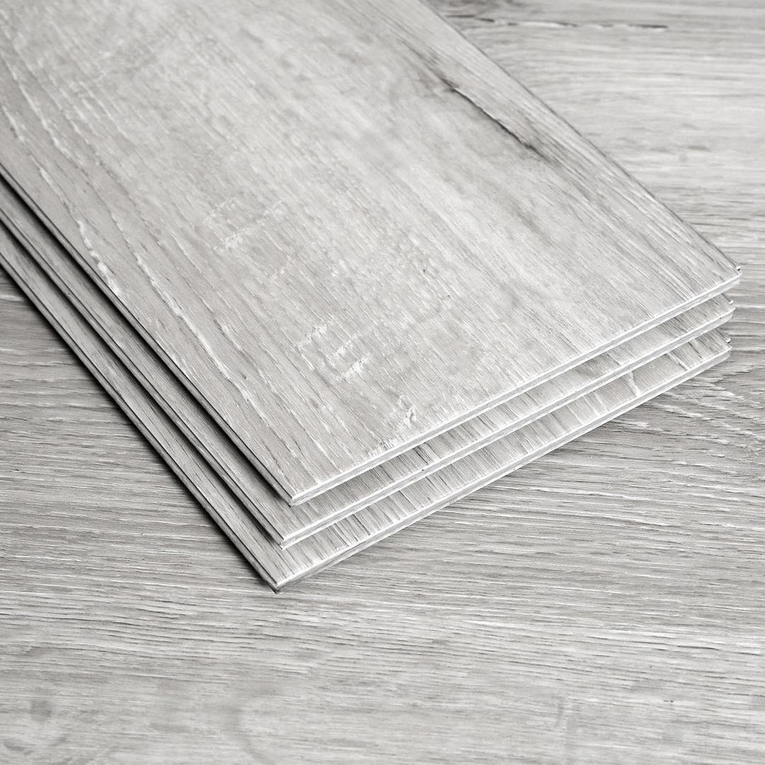 Interlocking Vinyl Flooring Planks 36" X 6", 14 Planks Covers 21 Sq.Ft Per Box, Brown or Grey, 5mm Thick DIY Easy Snap Lock Together Oak Wood Grain Luxury Vinyl Flooring for Home (Gray)