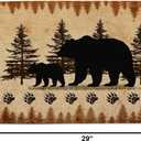 Rustic Cabin Bear Bath Rugs, Animal Black Bear Doormat Non-Slip Floor Entryways Outdoor Indoor Door Mat, Country Farmhouse Lodge Wooden Forest Trees Bath Mat Bathroom Rugs Accessories, 17X29in