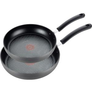 T-fal Ultimate Hard Anodized Nonstick Fry Pan Set 2 Piece, 8, 10 Inch, Oven Broiler Safe 400F, Kitchen, Cookware, Pots and Pans Set Non Stick, Frying Pans, Dishwasher Safe, Black