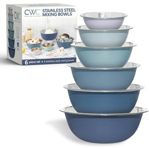 COOK WITH COLOR Stainless Steel Mixing Bowls Set - Nesting Bowls, 6 Pieces, Blue