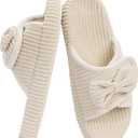 House Slippers for Woman with Arch Support Women's Open Toe Adjustable Slippers, Orthopedic Shoes for Home Indoor, Cute Ladies Slides for Bedroom Non Slip 5-12 (7-8, Beige)