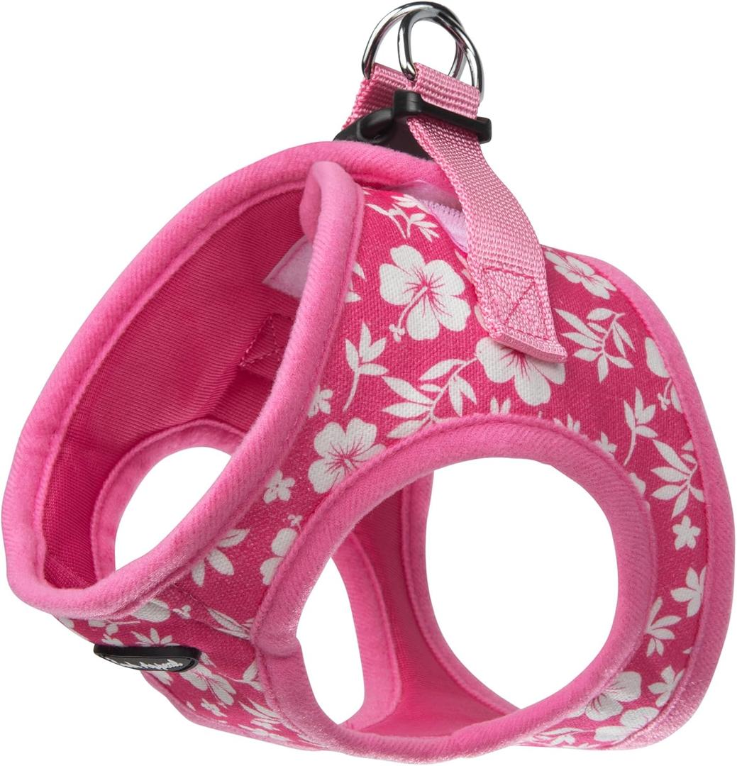Bark Appeal Pink Hibiscus Step-in Dog Harness for Small-Medium Pets  Updated Sizing, Re-Measuring is Essential  Soft Vest Harness  Anti-Choke with Adjustable Strap & Heavy Duty Clip  M (M (13.5-15.5 Chest))