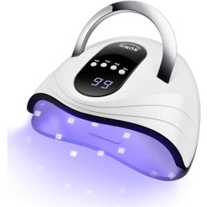 Sunrich UV Gel Nail Lamp 120W LED Nail Light Fast Dryer for Gel Polish Curing with 4 Timers Portable Handle Large Space Automatic Sensor (White)