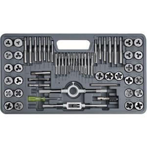 60pcs SAE & Metric Tap and Die Set, Metric Standard Rethreading Tool Kit, Coarse and Fine Threads for Cutting External and Internal Threads, Essential Repair Tool Kit with Storage Case