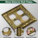 Antique Brass Decorative Wall Plate Light Switch Cover Decorator Outlet Covers Rocker Switch Plates Metal Material Wall Plates for Kitchen Bathroom (2 Gang Duplex-3 Pack)