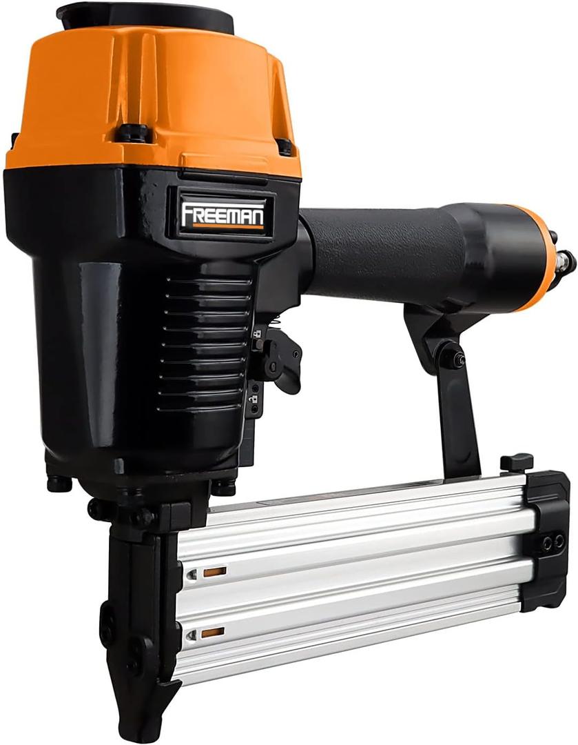 Freeman PCTN64 Pneumatic 14-Gauge T Nailer, 5/8"2-1/2" Nails, Heavy Duty Concrete & Steel Nail Gun for Plywood, Decking, Furring, Fencing, Subflooring, Siding, and Soffits