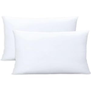 Throw Pillows Insert Set of 2, White 12x20 in Pillow Inserts with 100% Cotton Cover,Bed and Couch Decorative Stuffer Pillows,Indoor Pillows for Sofa