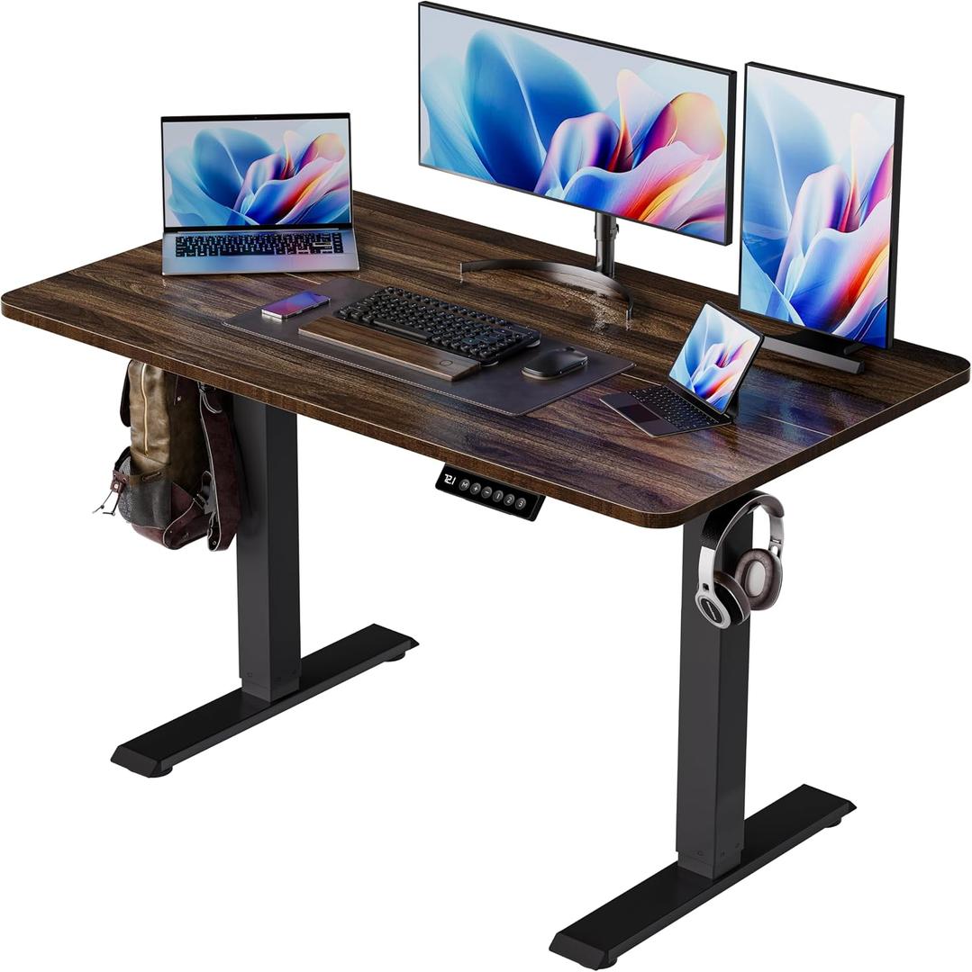 BIZUM 40x24 Inch Electric Standing Desk with Memory Presets, Quiet Motor Height Adjustable Stand Up Desk for Home Office & Gaming, Ergonomic Sit Stand Workstation，Walnut, 39.4*23.6 Inch