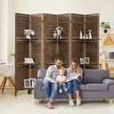 Osparple Room Divider with Shelves, 5.6FT Folding Room Divider Panel and Privacy Screen, 6 Panel Partition Wall Divider for Room Separation, Dark Brown, 
Product Dimensions	96"W x 66.93"H