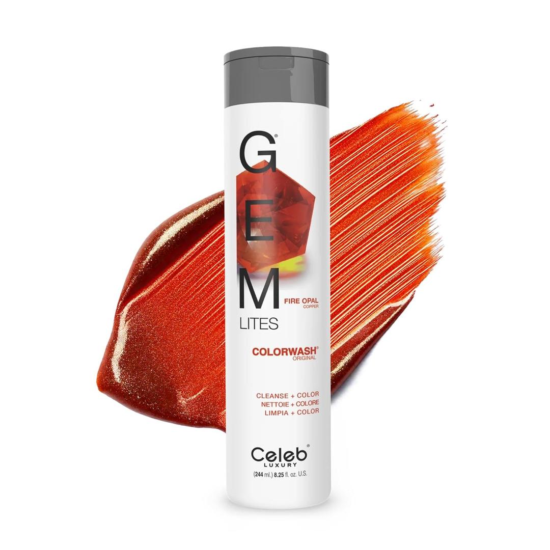 Celeb Luxury Colorwash Color Depositing Shampoo - Color Refresher, Vegan Hair Dye, Bondfix Bond Rebuilder, Viral and Gem Lites (Fire Opal)