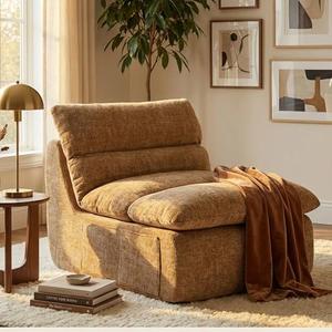 Furnimart Giant Bean Bag Chair for Adults Premium Chenille, 33" Extra Large Floor Chair with Removable Cushion, Boneless Chair High-Resiliency Support for Living Room, Bedroom, Game Room(Brown)