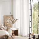 Linen White Curtains 84 inches Long for Bedroom Back Tab Privacy Light Filtering Semi Sheer White Boho Farmhouse Curtain Drapes Cotton Textured Modern Elegant Coastal Living Room Decor Off White