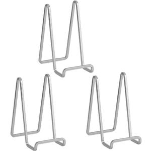 Plate Holder Easel Display Stand - 6 inch Metal Plate Stands for Display - Tabletop Picture Stand - Silver Iron Easels for Display Pictures | Photo Frames | Book | Decorative Plates | Plaque - 3 Pack