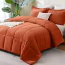 CozyLux King Size Comforter Sets - Terracotta Comforter King Size, 3 Pieces Burnt Orange Box Stitched Bed Set for All Seasons, Soft Bedding Sets with 1 Down Alternative Comforter and 2 Pillow Shams