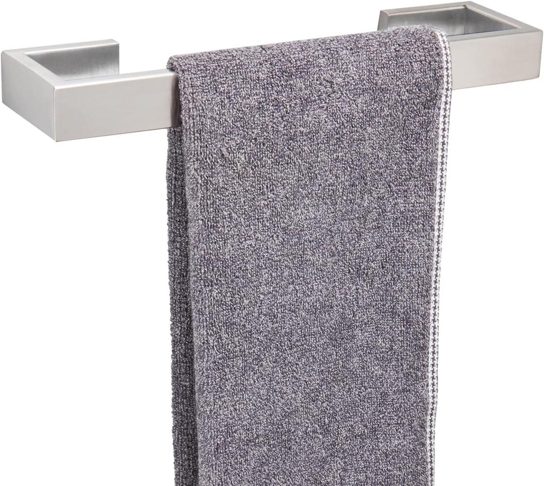 TocTen Bath Towel Rack - Square Base Thicken SUS304 Stainless Steel Towel Bar for Bathroom, Bathroom Bar Accessories Towel Rod Heavy Duty Wall Mounted Towel Holder (Brushed Nickel, 12 Inch)