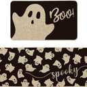 Artoid Mode Spooky Ghosts Boo Halloween Kitchen Mats Set of 2, Black Home Decor Low-Profile Kitchen Rugs for Floor - 17x29 and 17x47 Inch
