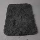 LOCHAS Luxury Bathroom Rug Shaggy Bath Mat 24 x 17 Inch, Washable Non Slip Bath Rugs for Bathroom Shower, Soft Plush Chenille Absorbent Carpets Mats, Gray (Grey)