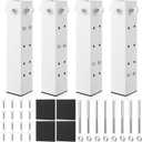 4 Pack White Carbon Steel Dorm Bed Risers fit College Dorm Wooden Bed Frames Lifting Square Risers Adjustable to 2.95", 4.92", 7.87" or 11.02" Heights