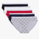 Tommy Hilfiger Womens Classic Cotton Bikini Underwear With Logo Waistband 5-pack, Medium 
