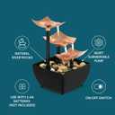 Homedics Tabletop Water Fountain, 3 Tier Indoor Waterfall Fountain with Natural River Rocks, Quiet Pump for Relaxation, Zen Home & Office Desk Dcor, AA Battery Powered