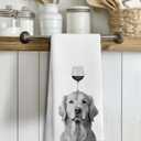 2 x Funny Golden Retriever Wine Kitchen Towels, Golden Retriever Mom Gifts Dish Tea Towels for Kitchen Decor, Dog Lovers Mom Gifts Hand Towels, 16x24 Inches