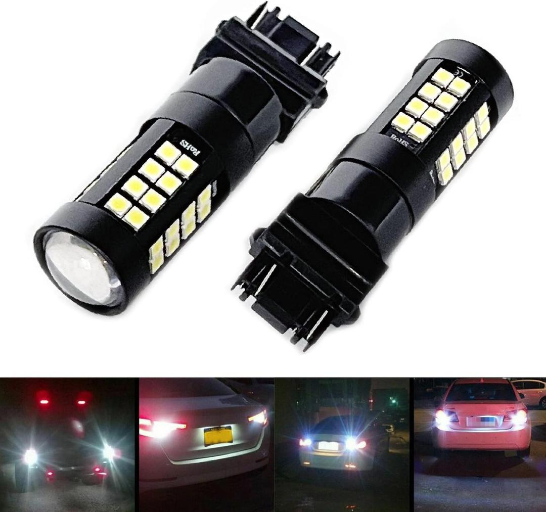 SOCAL-LED LIGHTING 3156 3157 Strobe Reverse Light LED Bulbs, 6000K Xenon White Super Bright Flashing Back up high Mount 3rd Brake Lights, Pack of 2