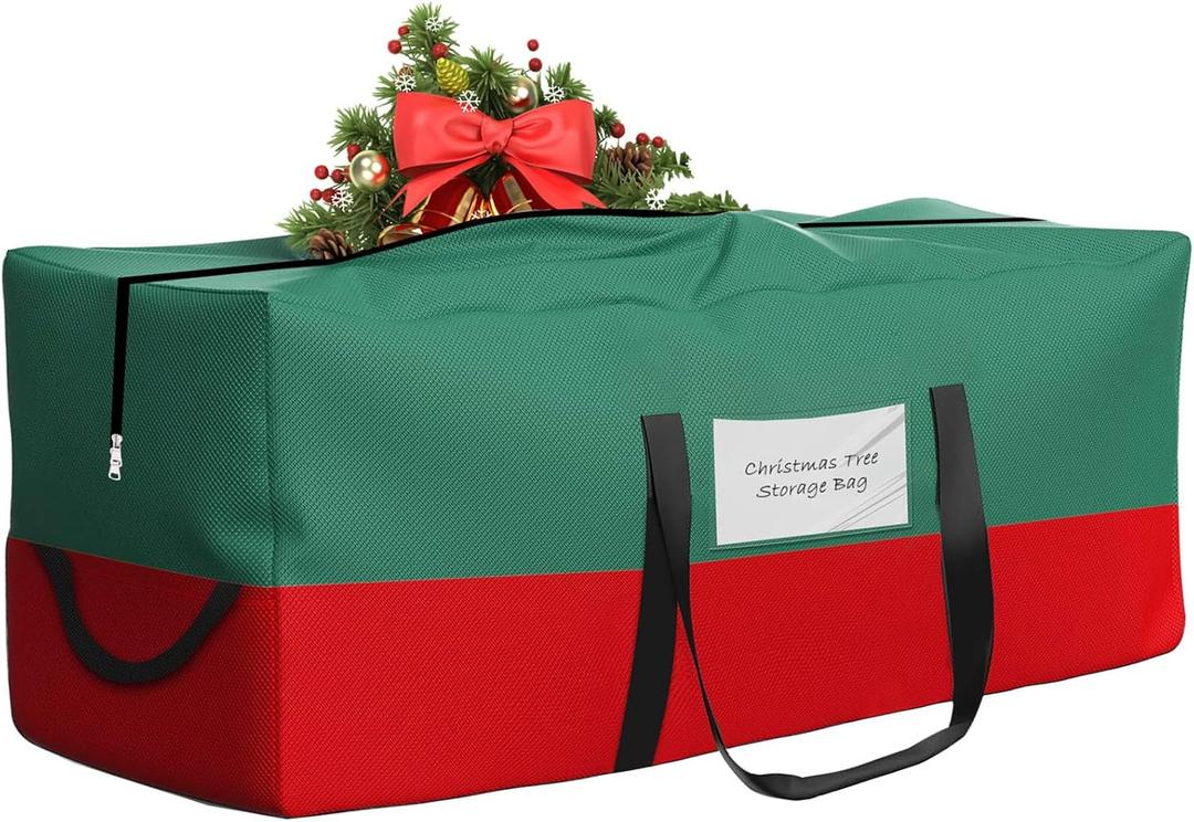 Christmas Tree Storage Bag, Fits Up 10 Ft Tall Artificial Trees,600D Oxford Material, Heavy Duty Tree Bag, Dampproof Storage Bag with Durable Reinforced Handles & Dual Zipper & Transparent Pocket