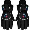 Boao Kids Snow Ski Gloves Winter Waterproof Warm Snowboard Mittens for Girl and Boy(Black,1-3 Years,Star)