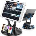 iPad Tablet Stand Holder for Desk - 6 inch to 13 inch - Stable, Adjustable - 360 Swivel Angle Pen Phone iPad Stand for Store, Retail Kiosk, Reception, Home Office, Gift Ideas - Black