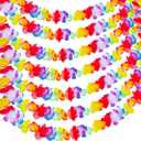 20 Pcs Multicolor Tropical Flower Lei Garland 60 Pcs 8 Inch Palm Leaves Artificial Luau Hibiscus Flower Banner Hawaiian Luau Party BBQ Birthday Parties Decor